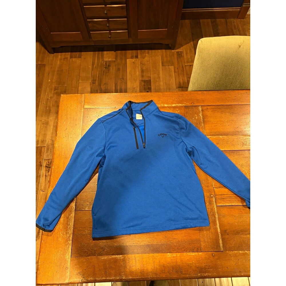 Callaway Golf 1/4 Zip Mock Neck Pullover Polo Blue M Long Sleeve